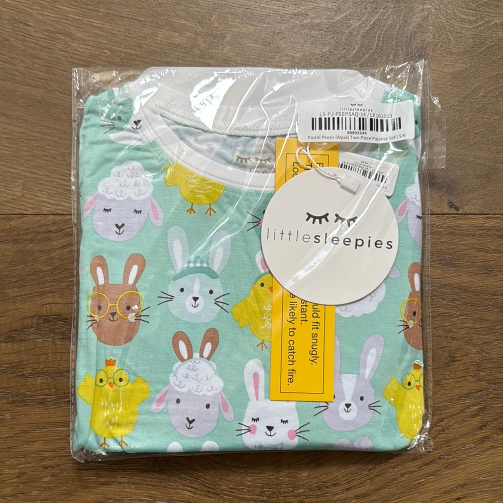 Little Sleepies Pastel Peeps Aqua 2-piece Long Sleeve PJ Set NIB 5/6